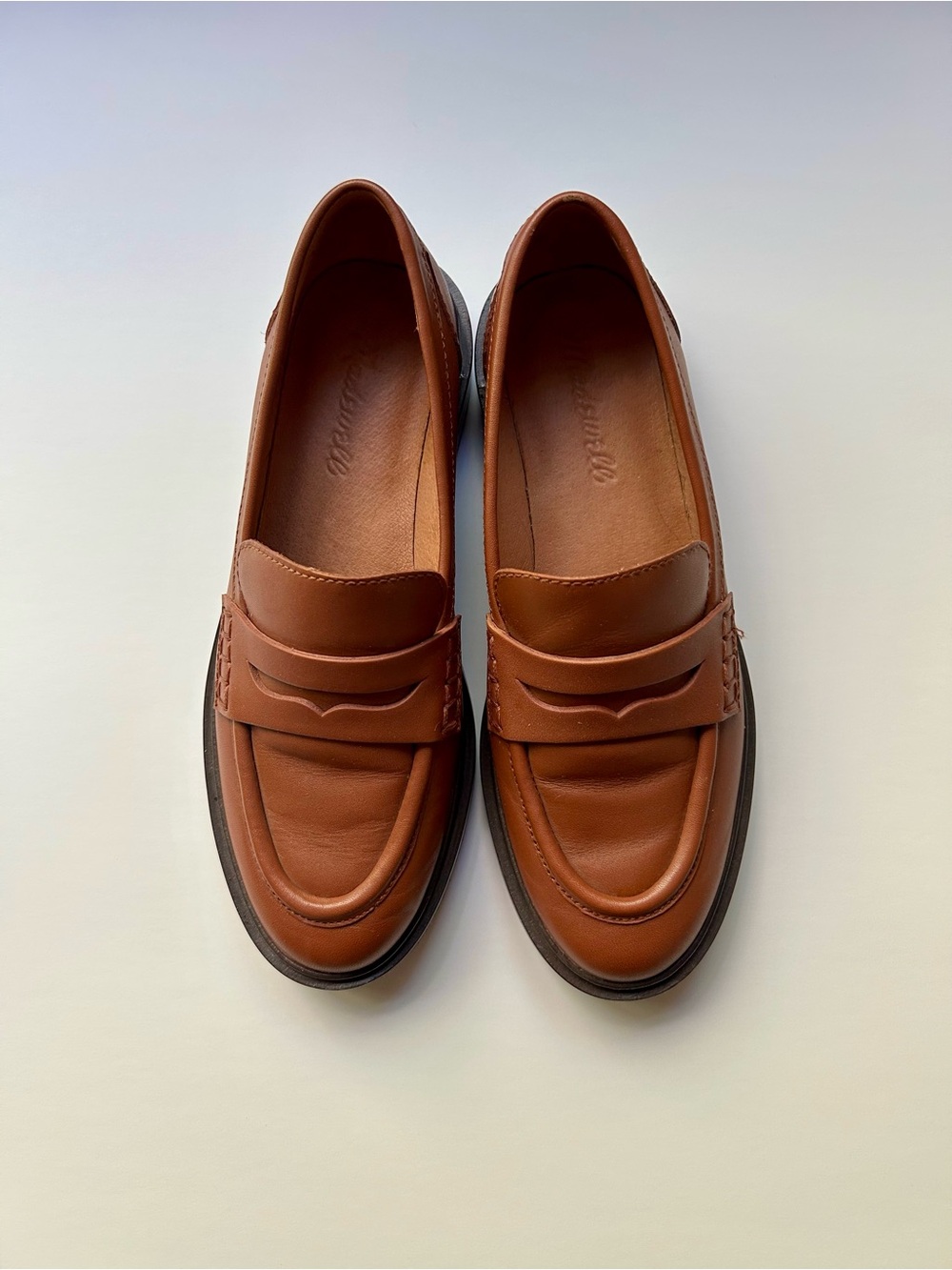 Madewell Cognac Leather Penny Loafers